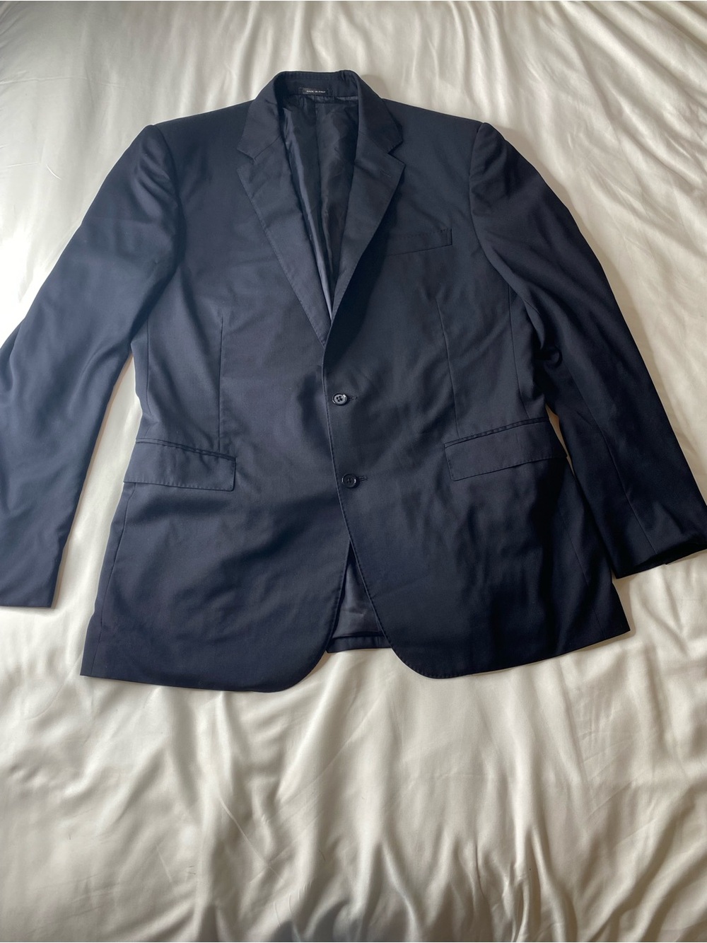 Ralph Lauren Made In Italy Navy Wool Suit Jacket 46L Double Vent TLC Project